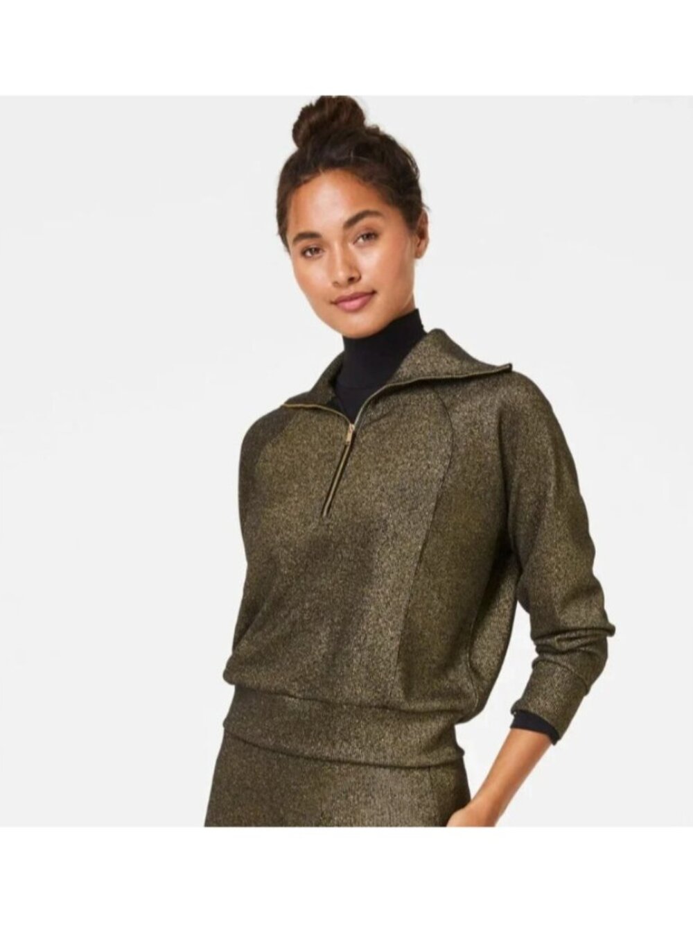 Spanx 50820R AirEssentials Half Zip Sweatshirt Black / Gold ( XS )